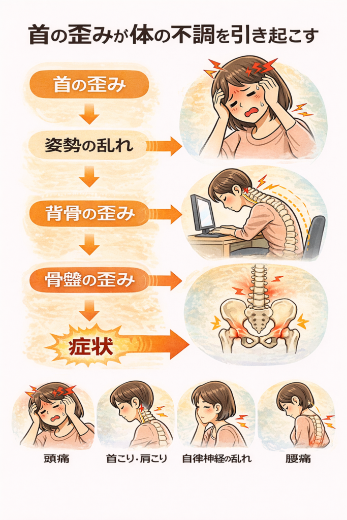 頭痛・自律神経症状の原因　首の歪み